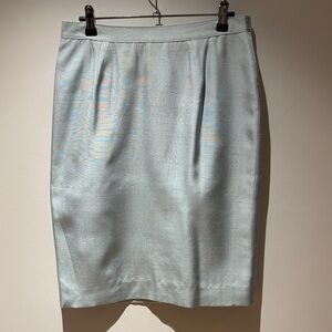 100% Silk Vintage Women's Light Blue Pencil Skirt
